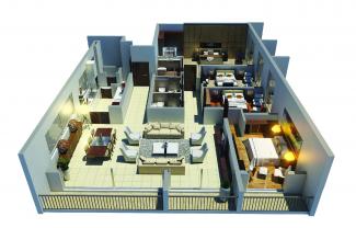 Type D 3D Render: 4 Bedrooms, 205.2 square metres / 2,208 square feet